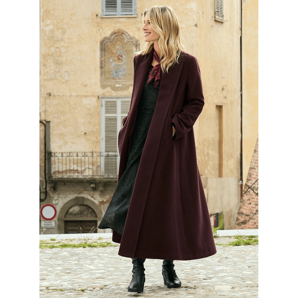 Peruvian Connection Decades Coat Cabernet Baby Alpaca Wool Size S Luxury NWT